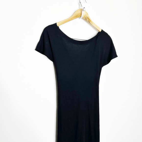 Theory Andrizza Twist Back Dress black cotton interlock midi womens size SMALL - Picture 2 of 8